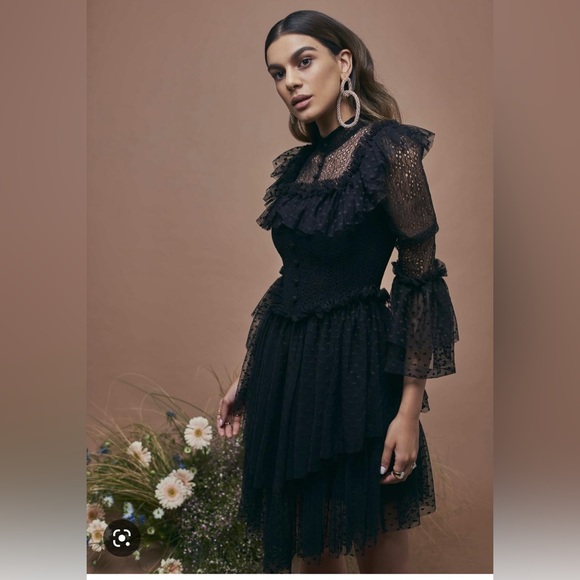 H&M X Sandra Mansour ruffle lace mini dress - Picture 2 of 6